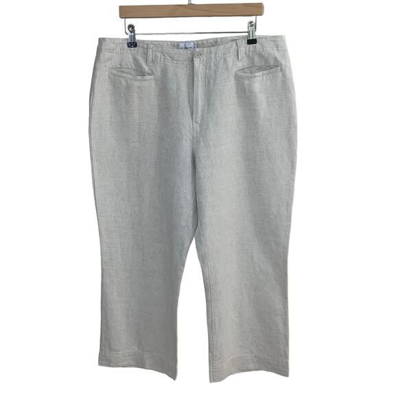 Calvin Klein Size 6 Linen Cotton Wide Leg High Rise Ankle Pants Light Beige - Picture 1 of 7